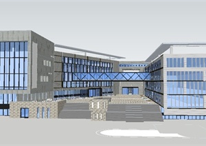 一个中学主体教学楼建筑设计SU(草图大师)模型