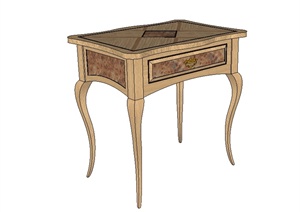 欧式风格详细完整的抽屉桌设计SU(草图大师)模型
