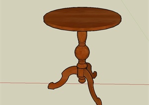 现代中式风格圆形独特造型的木桌子设计SU(草图大师)模型