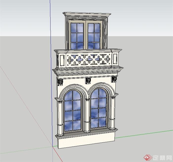 欧式风格详细建筑窗子设计su模型(1)