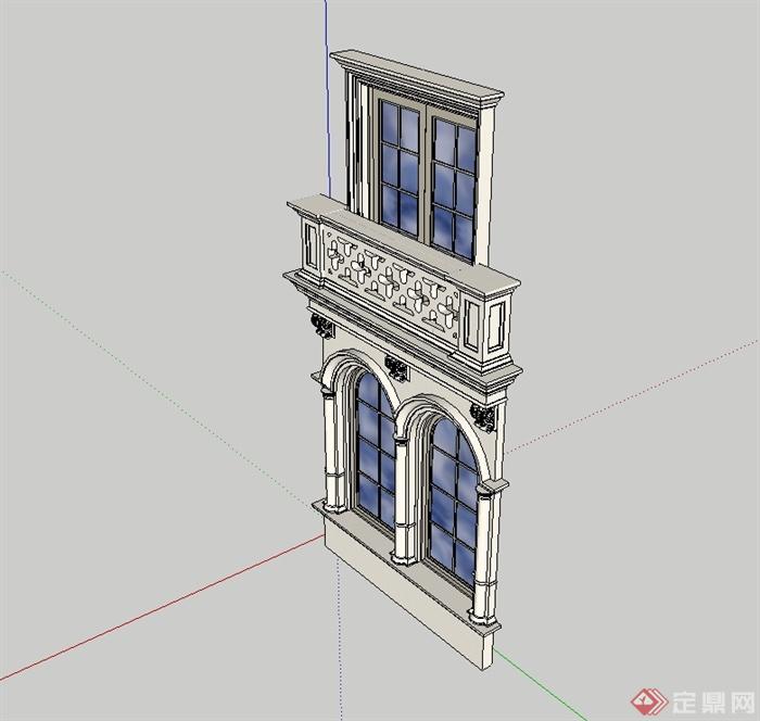 欧式风格详细建筑窗子设计su模型(2)