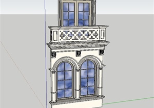 欧式风格详细建筑窗子设计SU(草图大师)模型