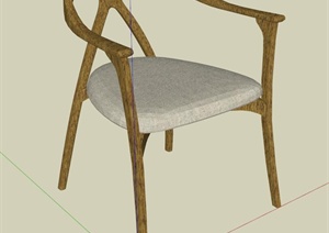 原木风格单人座椅SU(草图大师)模型
