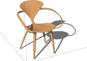 简约现代木质座椅SU(草图大师)模型
