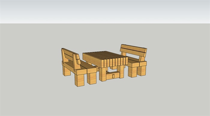 现代风格碳化木桌椅设计su模型
