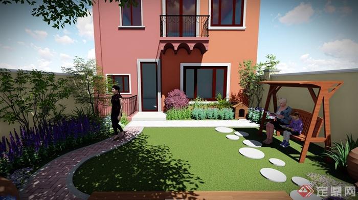 某欧式风格别墅庭院方案SU模型以及pdf方案(2)