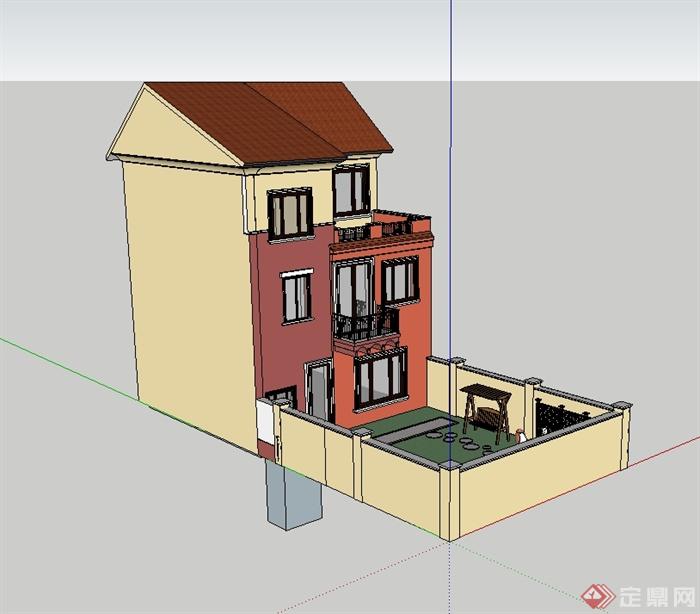 某欧式风格别墅庭院方案SU模型以及pdf方案(5)