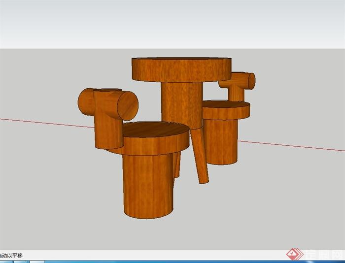 现代风格独特的休闲木座椅设计su模型(3)