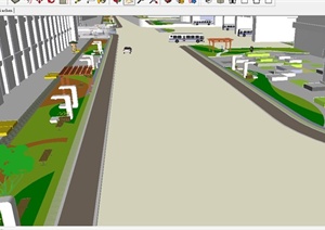 现代街道景观改造方案SU(草图大师)模型