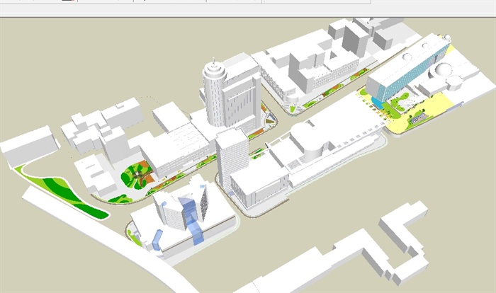 现代街道景观改造方案SU模型(5)