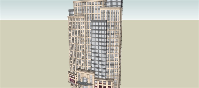 宝龙详细高层办公建筑楼设计SU模型