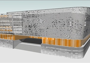 现代大学学院系馆建筑方案SU(草图大师)模型