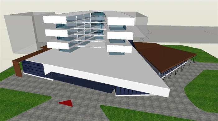 现代酒店建筑方案SU模型(3)