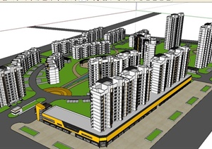 现代住宅小区建筑规划方案SU(草图大师)模型