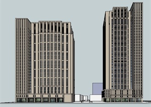 两栋商务办公大厦SU(草图大师)模型