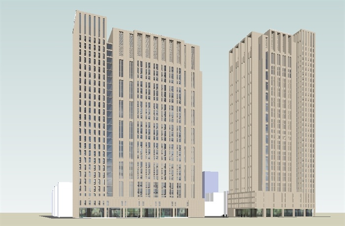 两栋商务办公大厦SU模型(3)