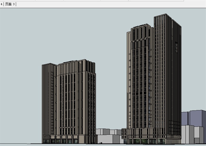 两栋商务办公大厦SU模型(4)