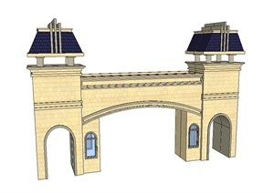 欧式风格学校完整的侧门设计SU(草图大师)模型