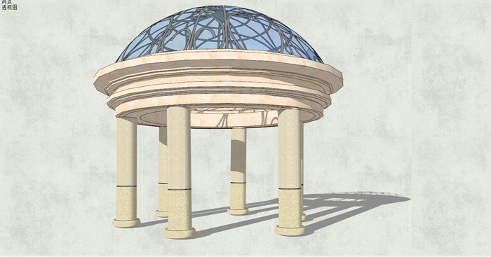 超高清欧式风格圆形亭子SU模型