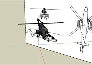 某直升机设计SU(草图大师)模型