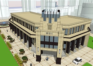 新古典风格详细的高密售楼处建筑设计SU(草图大师)模型