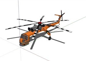独特完整详细的直升机设计SU(草图大师)模型