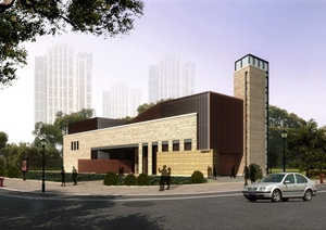 现代风格绿地太仓公馆及售楼处建筑SU(草图大师)模型