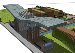 一个工业区大门方案SU(草图大师)模型