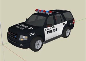 警车SUV设计SU(草图大师)模型