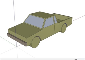 有材质无贴图的简单皮卡车设计SU(草图大师)模型