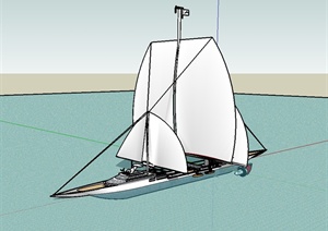 大型帆船设计SU(草图大师)模型