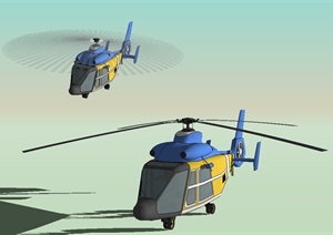 直升飞机完整详细的设计SU(草图大师)模型