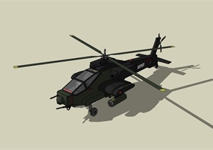 战斗直升飞机详细设计SU(草图大师)模型