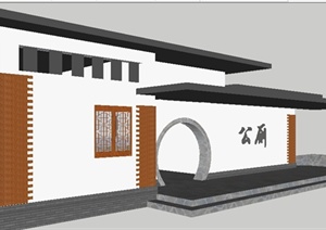 新中式小型公厕SU(草图大师)模型