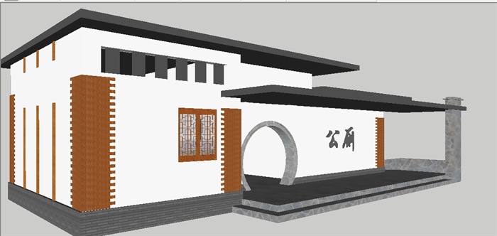 新中式小型公厕SU模型(1)