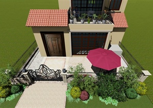 某欧式别墅庭院景观规划SU(草图大师)模型及CAD施工图