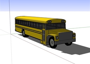 一辆黄色的巴士车设计SU(草图大师)模型