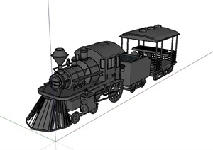 老式蒸汽火车头设计SU(草图大师)模型