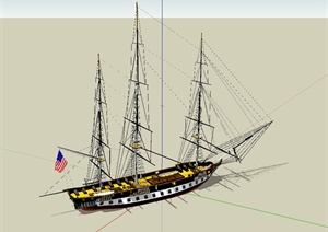 详细完整的轮船设计SU(草图大师)模型