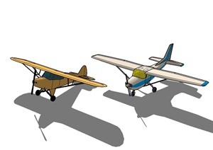 两架直升飞机设计SU(草图大师)模型