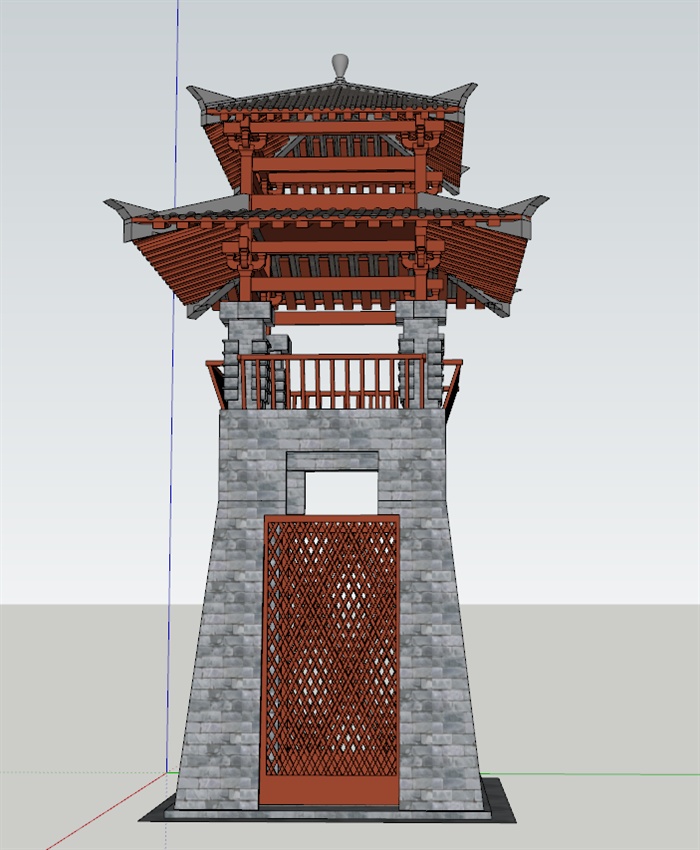 古典中式风格详细塔楼SU模型设计