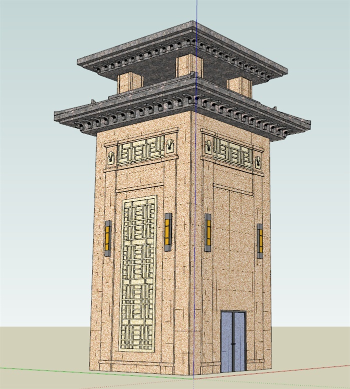 汉式风格塔楼景观塔详细设计su模型