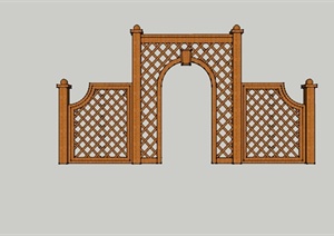 现代风格详细的木格栅拱门设计SU(草图大师)模型