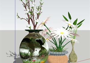 室内摆饰植物花卉SU(草图大师)模型