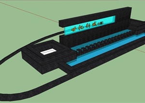 现代小区入口LOGO水景SU(草图大师)模型
