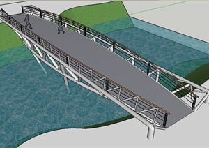 一个钢构景观桥SU(草图大师)模型