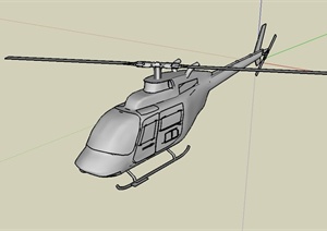 有材质无贴图的直升飞机SU(草图大师)模型