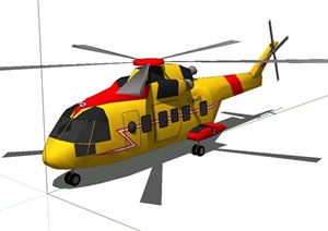 某直升完整飞机设计SU(草图大师)模型