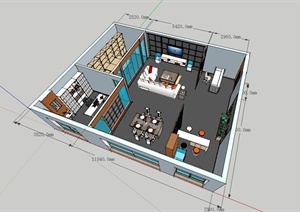 现代风格详细接待售楼处室内精细设计SU(草图大师)模型