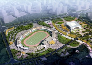某市体育场、体育馆建筑方案设计（效果图、CAD）